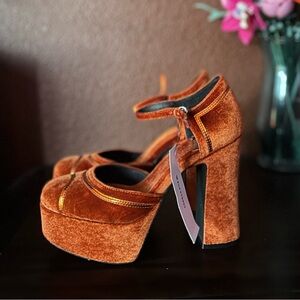 Jeffrey Campbell Burnt Orange Velvet Platforms